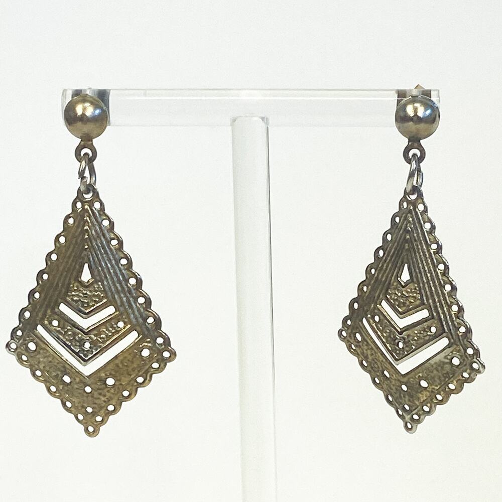 Vintage Gold Tone Dangly Filigree Earrings